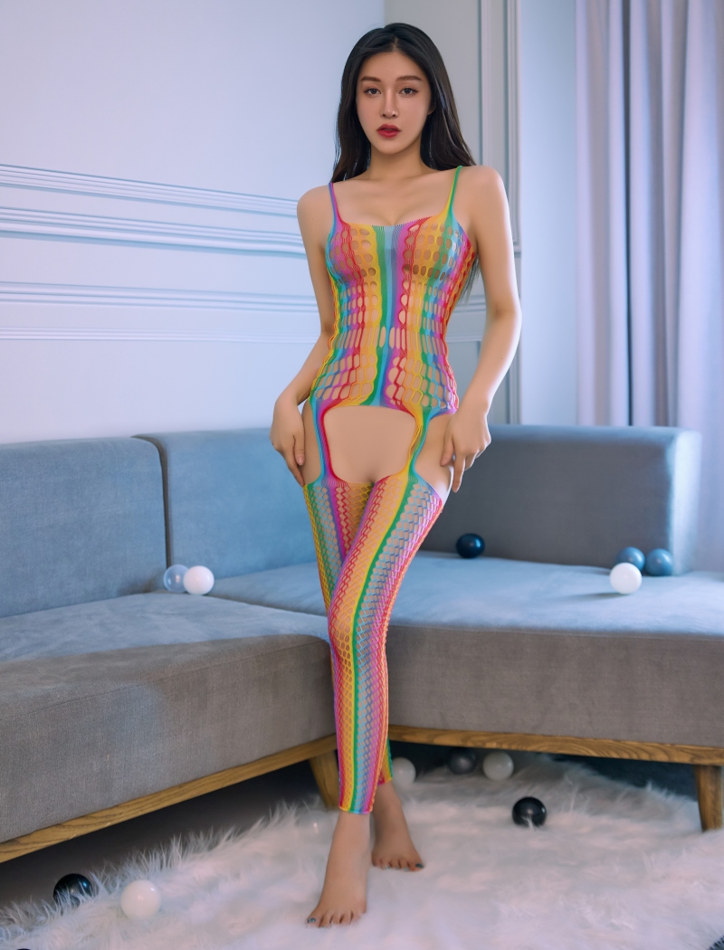 Rainbow Fishnet Bodystocking