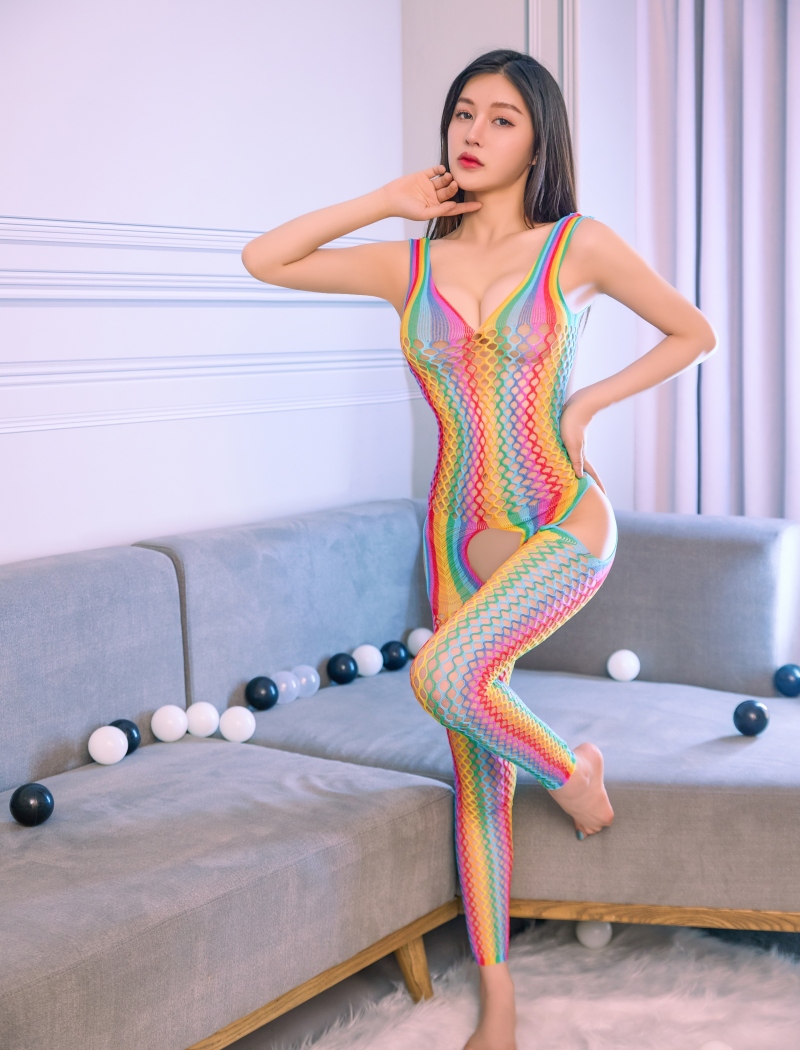 Rainbow Fishnet Bodystocking