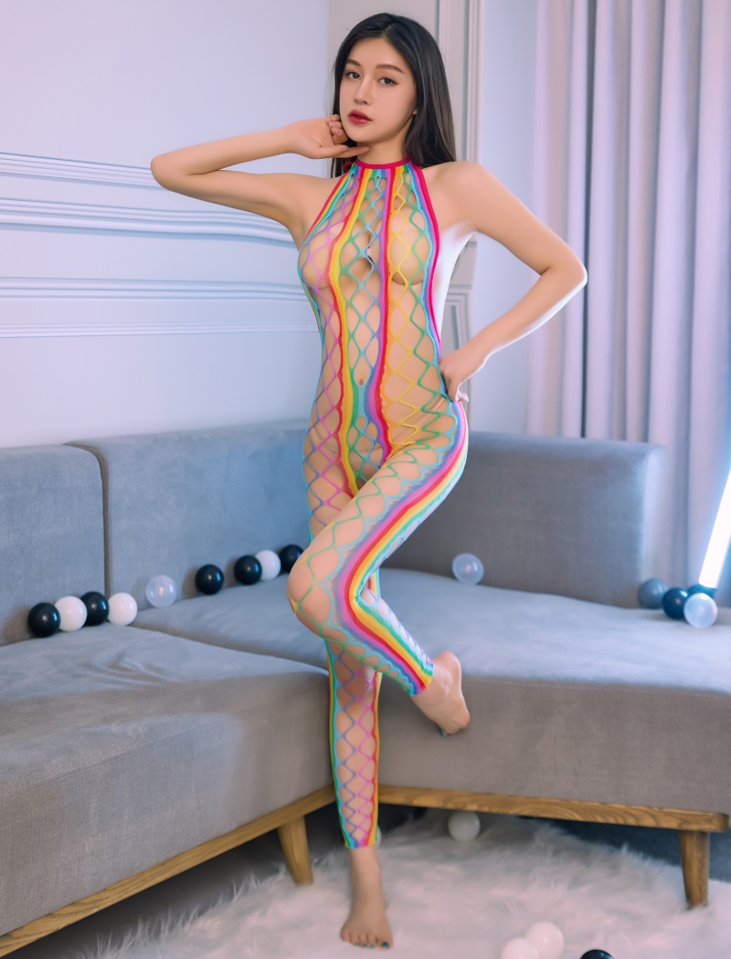 Rainbow Fishnet Bodystocking