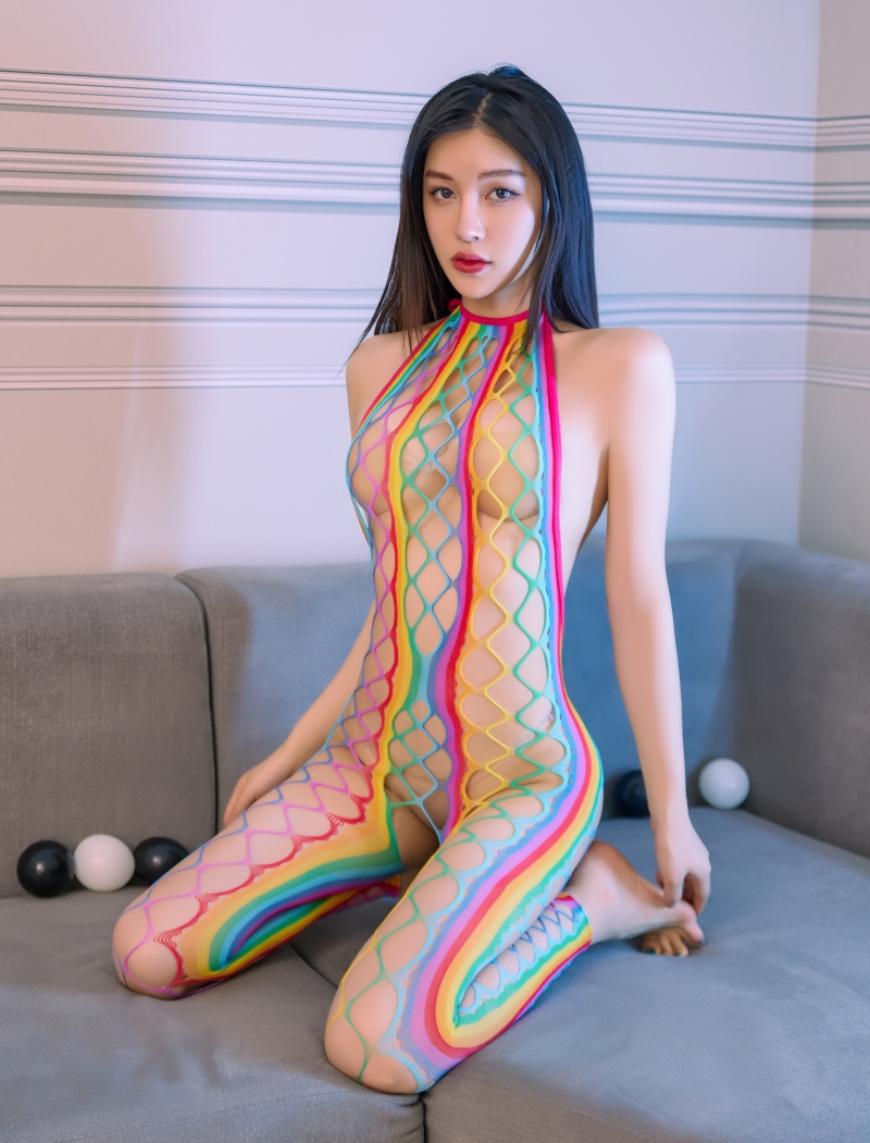 Rainbow Fishnet Bodystocking