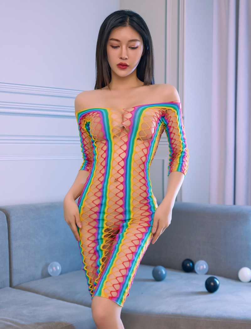 Rainbow Fishnet Bodystocking